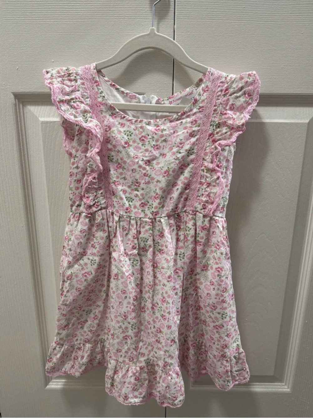 American Girl/ loveshackfancy Pink Floral Ruffle-Trim Dress size 6